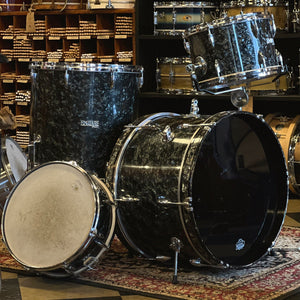 VINTAGE 1960's Boosey & Hawkes Edgware Drum Set in Black Diamond Pearl - 14x20, 8x12, 16x16, & 5x14