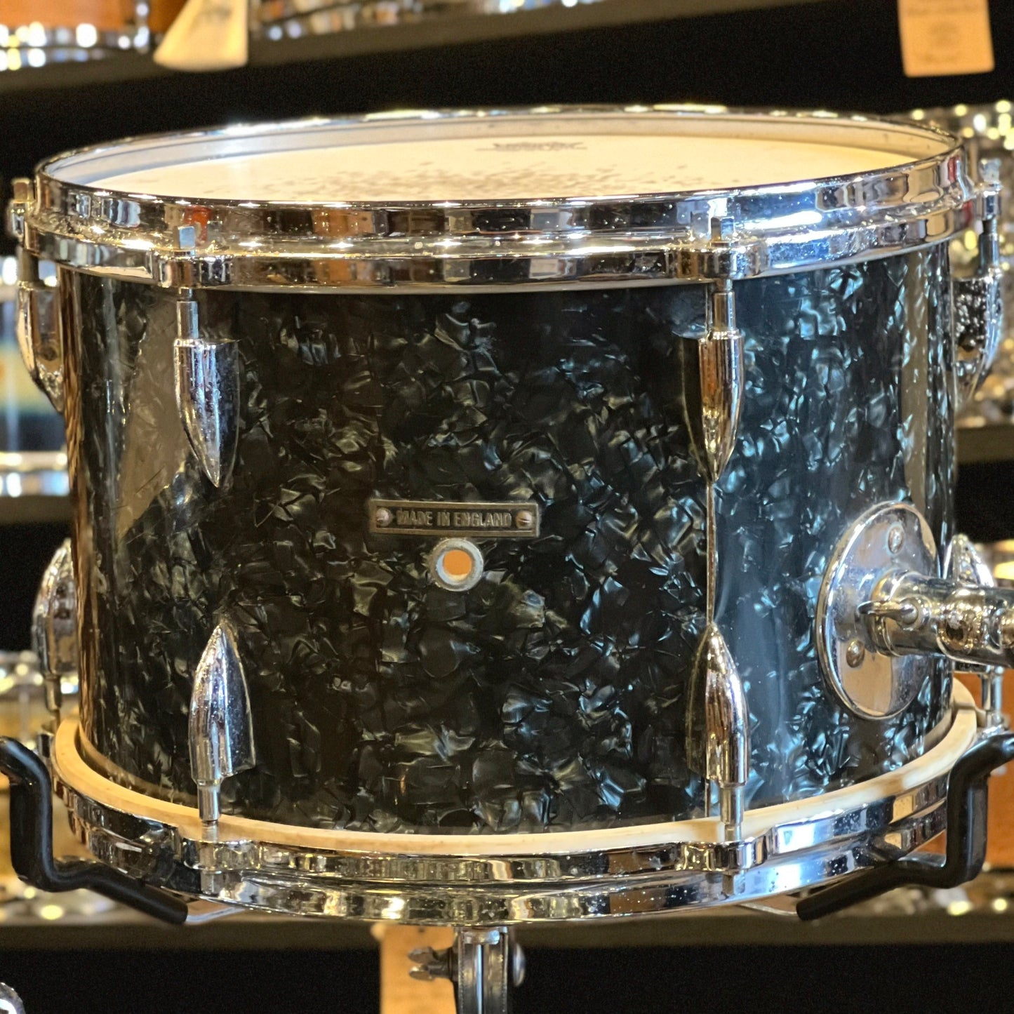 VINTAGE 1960's Boosey & Hawkes Edgware Drum Set in Black Diamond Pearl - 14x20, 8x12, 16x16, & 5x14
