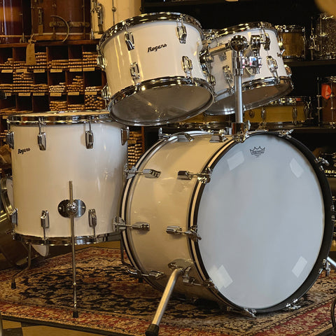 VINTAGE 1970's Rogers Fullerton Era Drum Set in New England White - 14x22, 8x12, 9x13, 16x16