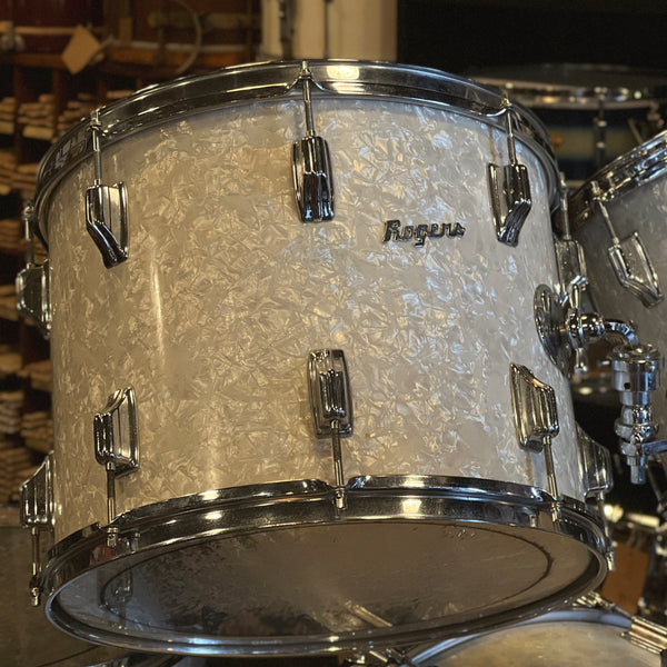 VINTAGE 1970's Rogers Fullerton Era Rock Outfit in White Marine Pearl - 14x26, 10x14, 12115, 16x18
