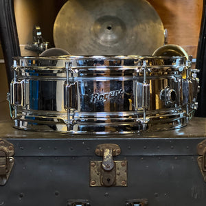 VINTAGE 1970's Rogers 5x14 Fullerton Era Chrome over Brass Powertone Snare Drum