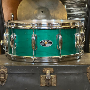 VINTAGE 1984-1993 Slingerland 6.5x14 Snare Drum in Forest Green Lacquer