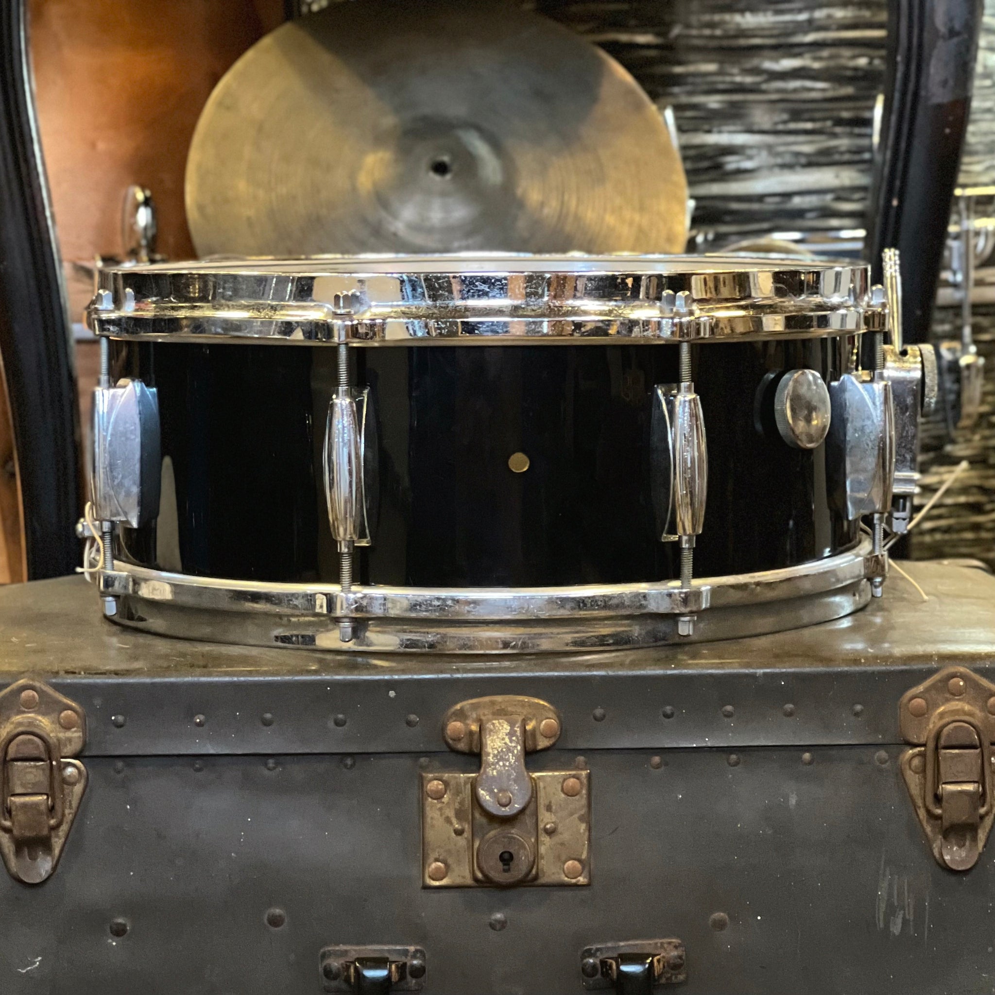VINTAGE 1950's Gretsch 5.5x14 Snare Drum in Rewrapped Black Nitron