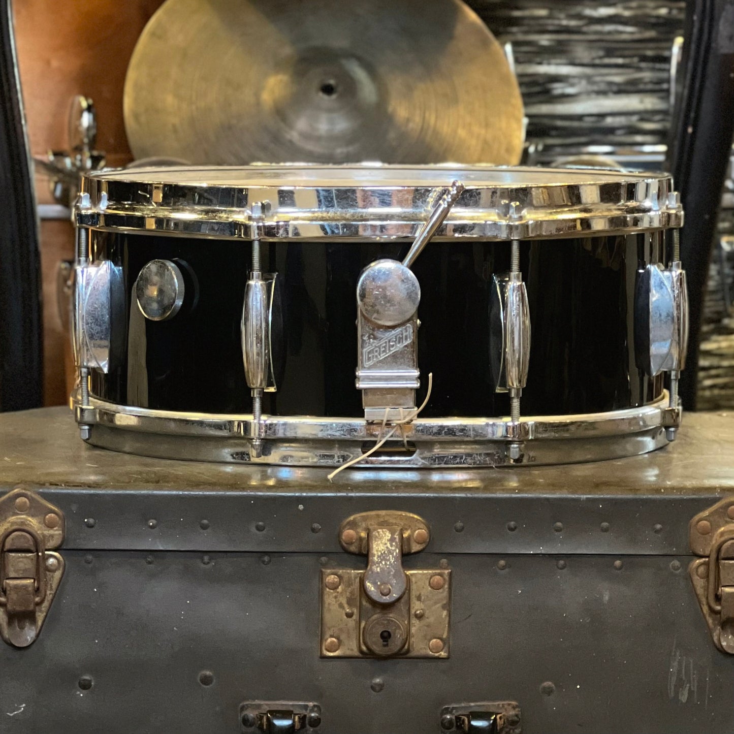 VINTAGE 1950's Gretsch 5.5x14 Snare Drum in Rewrapped Black Nitron