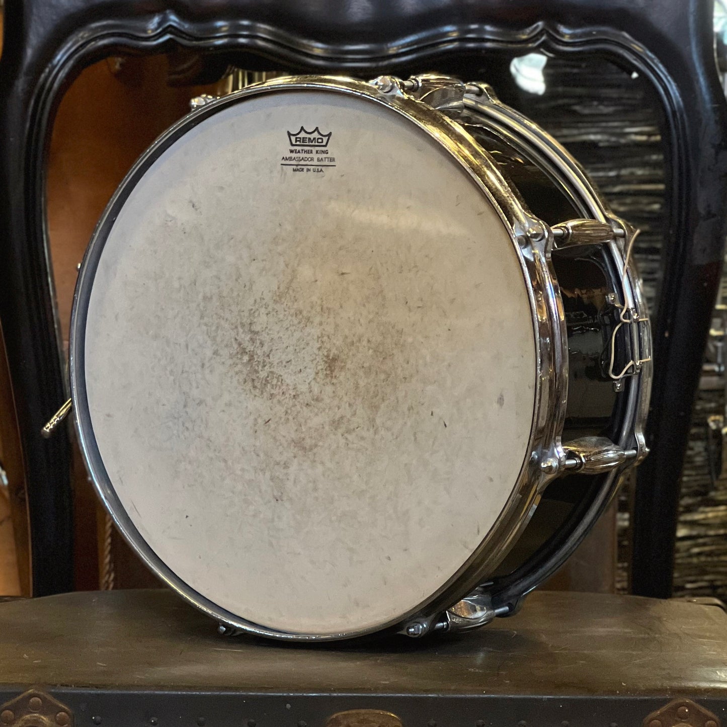 VINTAGE 1950's Gretsch 5.5x14 Snare Drum in Rewrapped Black Nitron