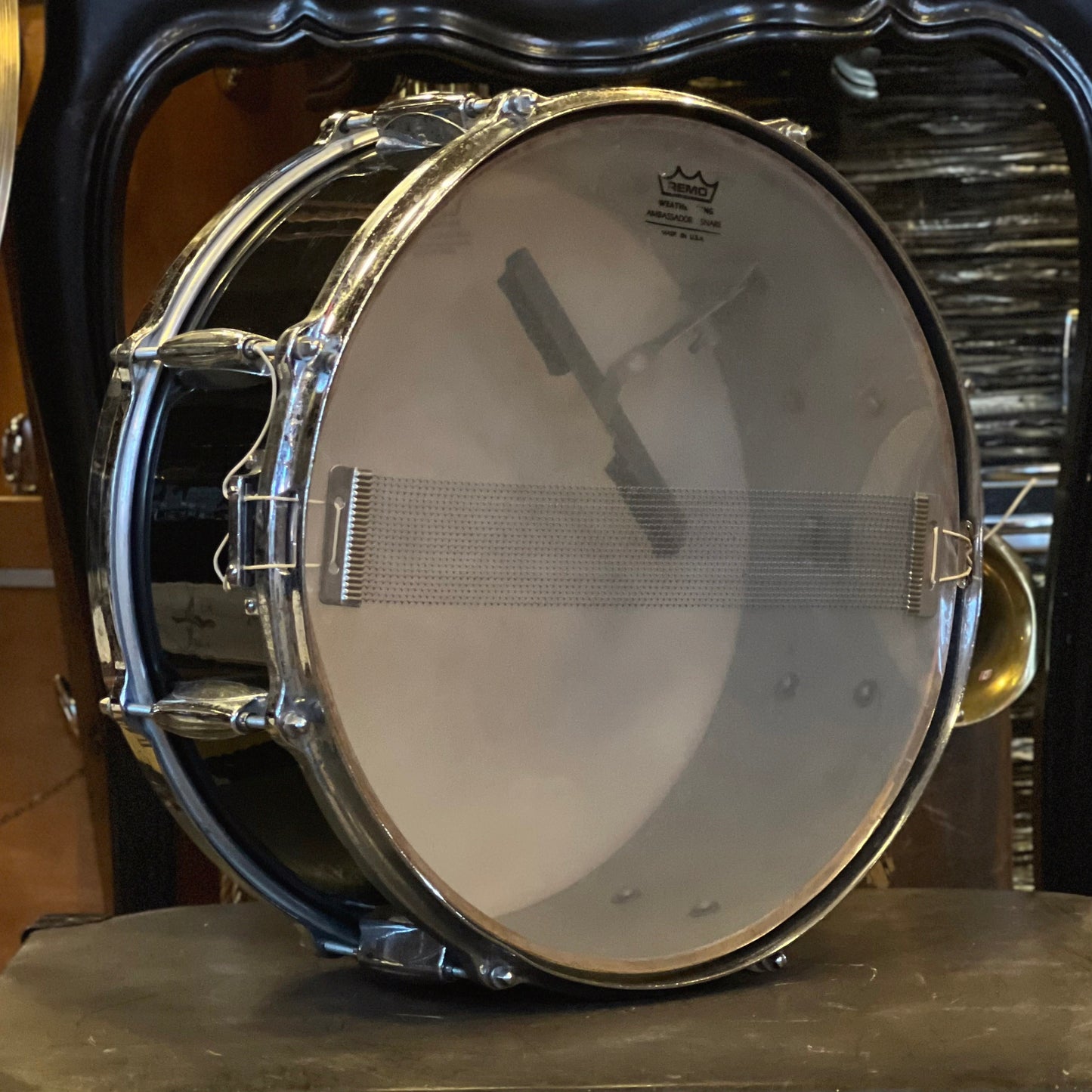 VINTAGE 1950's Gretsch 5.5x14 Snare Drum in Rewrapped Black Nitron