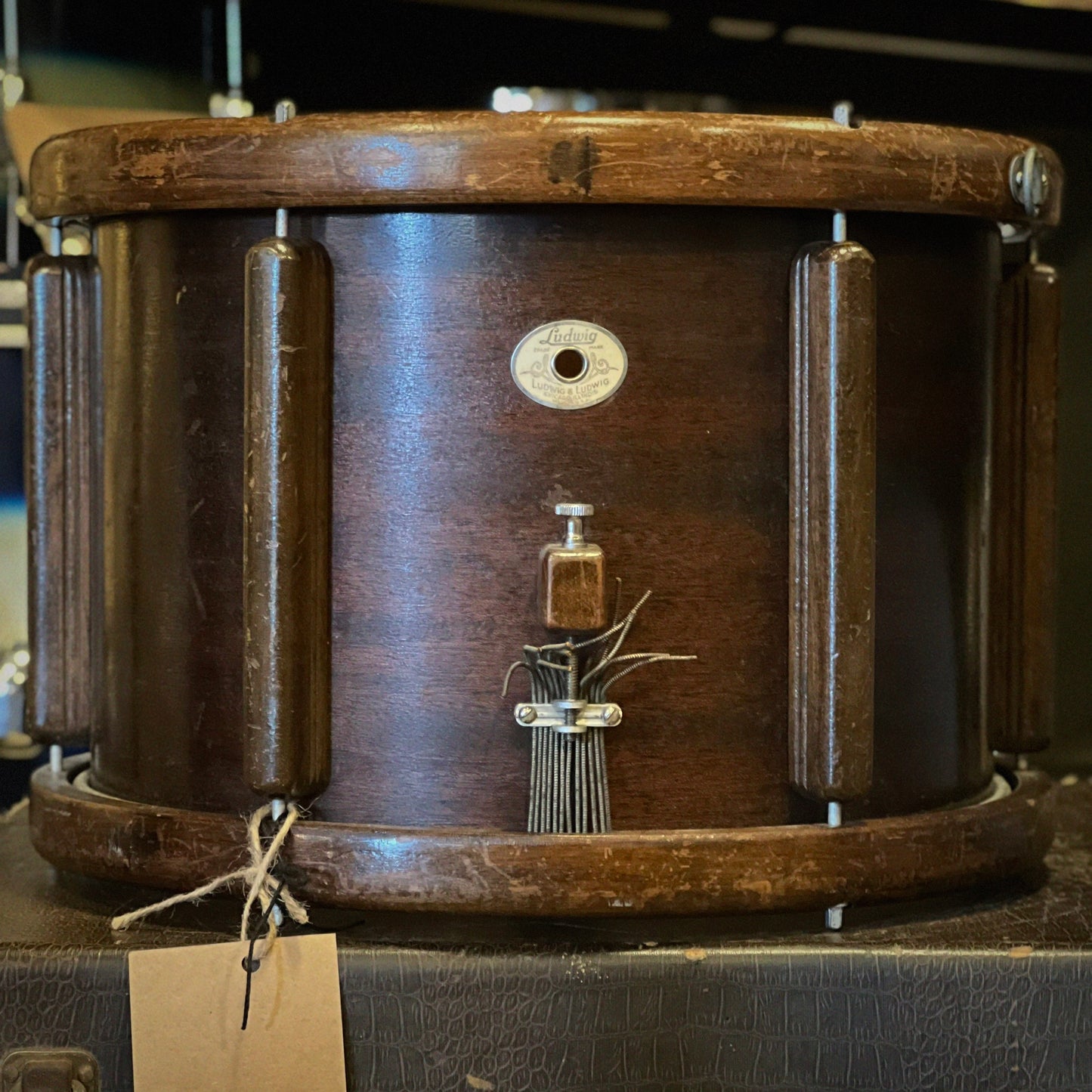 VINTAGE 1940's 10x14 Ludwig & Ludwig Victory Marcher with Wooden Lugs & Hoops in Mahogany Lacquer