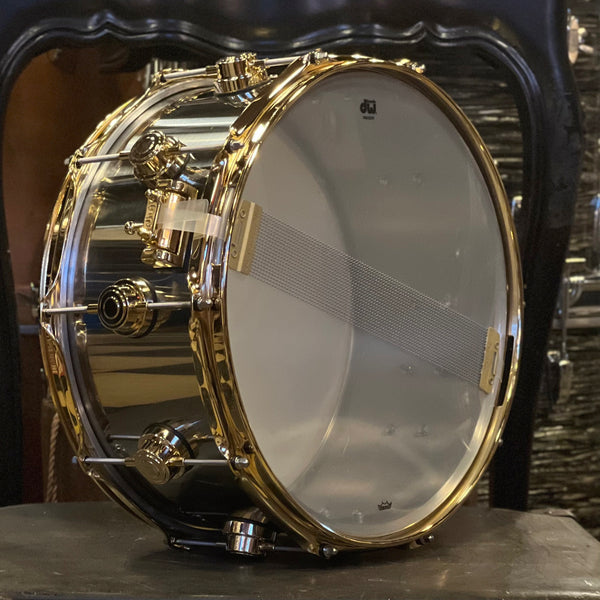 NEW DW Collector's Series 6.5x14 Stainless Steel Snare Drum w/ Gold Hardware