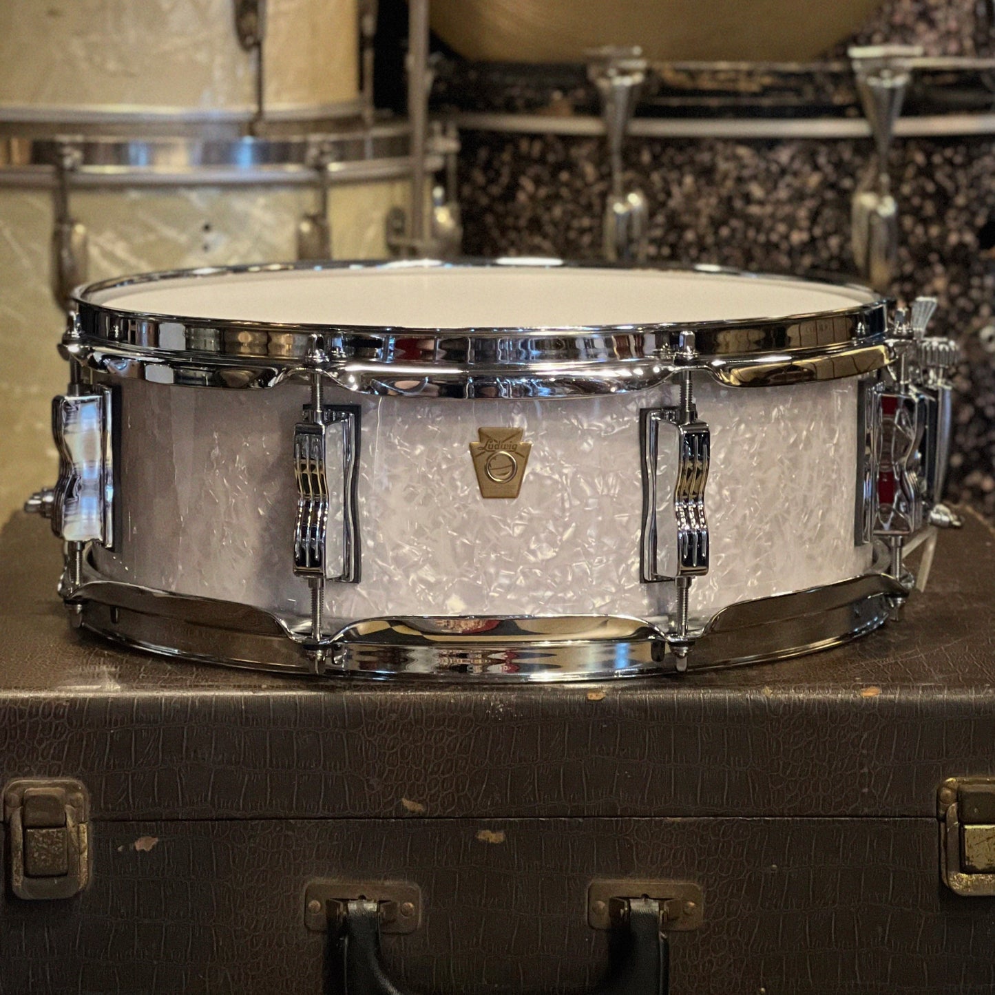 NEW Ludwig 5x14 Legacy Mahogany Snare Drum in White Marine Pearl