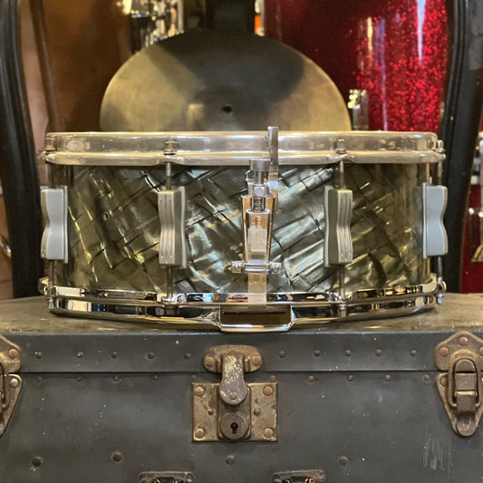 VINTAGE 1960's Premier 5x14 Super Ace Frankenstein Snare Drum w/ Ludwig Hardware in Black Diamond Pearl