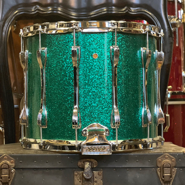 VINTAGE 1978 Ludwig 12x14 Challenger Marching Snare Drum in Green Sparkle