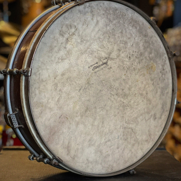 VINTAGE Late 1920's Ludwig & Ludwig 4x14 6-Lug Snare Drum in Natural Mahogany