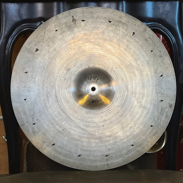 VINTAGE 1950's A. Zildjian 19.25" Ride Cymbal w/ 16 Rivets - 1818g