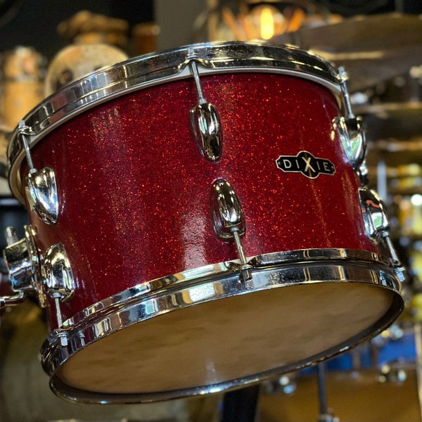 VINTAGE 1970's Dixie MIJ Drum Set in Red Sparkle - 14x20, 8x12, 14x14, 5x14