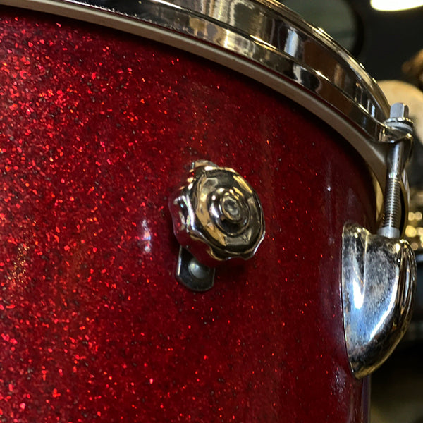 VINTAGE 1970's Dixie MIJ Drum Set in Red Sparkle - 14x20, 8x12, 14x14, 5x14