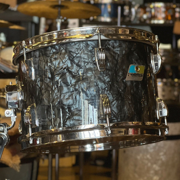 VINTAGE 1970 Ludwig Blue & Olive Badge Downbeat Outfit in Black Diamond Pearl - 14x20, 8x12, 14x14