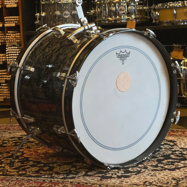 VINTAGE 1970 Ludwig Blue & Olive Badge Downbeat Outfit in Black Diamond Pearl - 14x20, 8x12, 14x14