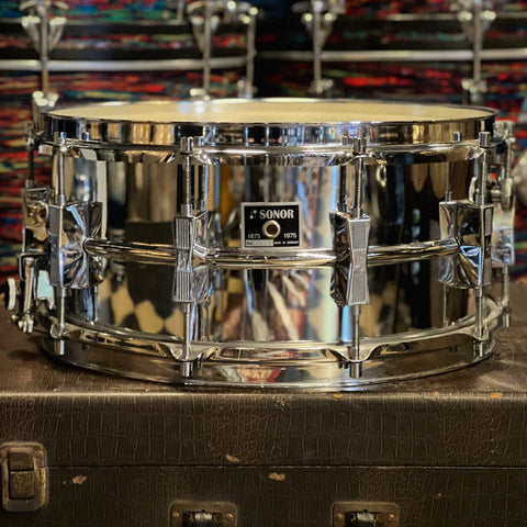 VINTAGE 1975 Sonor 6.5x14 "D556 Centennial Phonic" Ferro-Manganese Steel Snare Drum