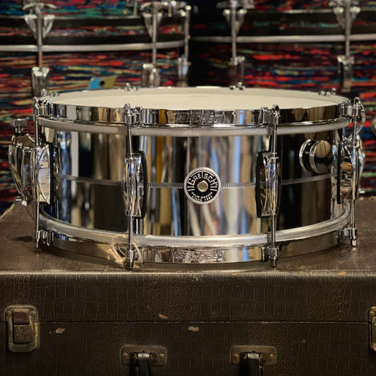 NEW Gretsch 5.5x14 Brooklyn Chrome over Steel "Retro Build" Snare Drum with Tone Control & 301 Hoops