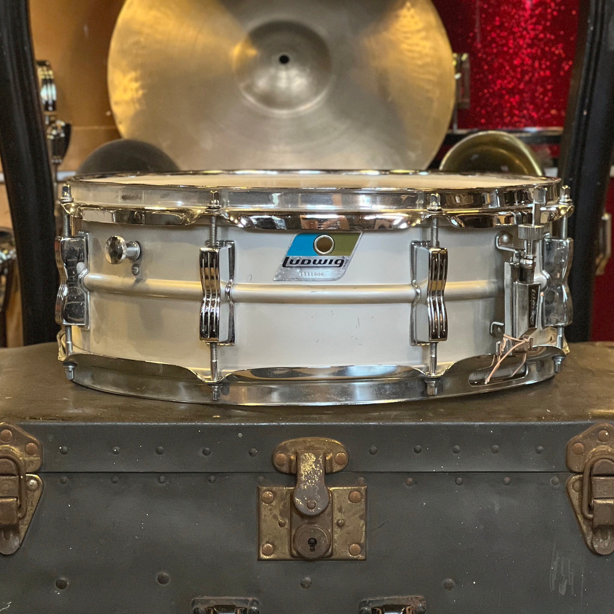 VINTAGE 1970's Ludwig 5x14 Blue & Olive Badge No. 404 Acrolite