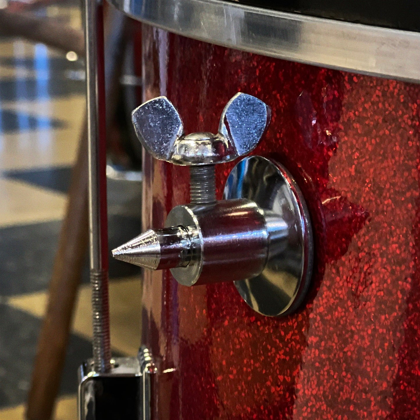 VINTAGE 1960's Ludwig 14x22 Club Date Bass Drum in Red Sparkle