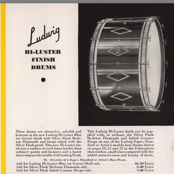 VINTAGE 1933 Ludwig & Ludwig 14x28 High Luster Blue Full Dress Bass Drum