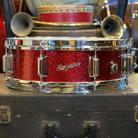 VINTAGE 1960's Rogers 5x14 Tower Snare Drum in Red Sparkle