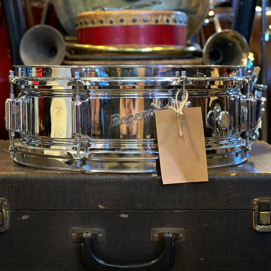 VINTAGE 1960's Rogers 5x14 Chrome over Brass Powertone Snare Drum