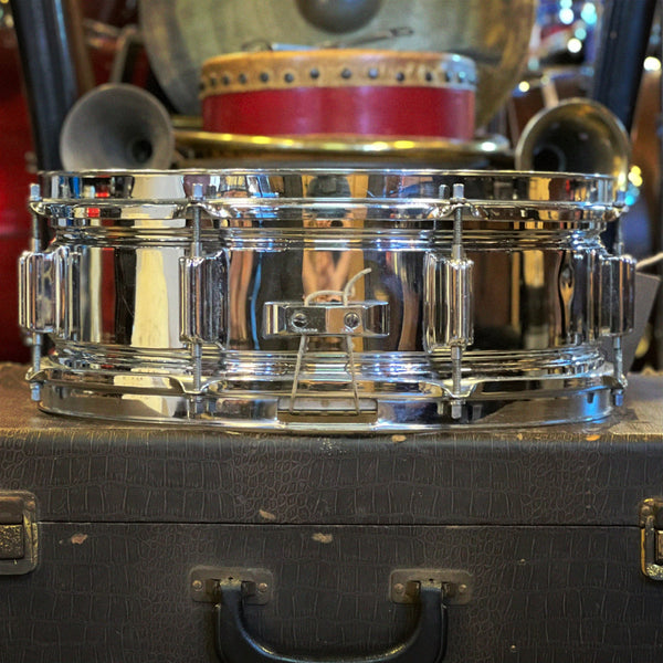 VINTAGE 1960's Rogers 5x14 Chrome over Brass Powertone Snare Drum
