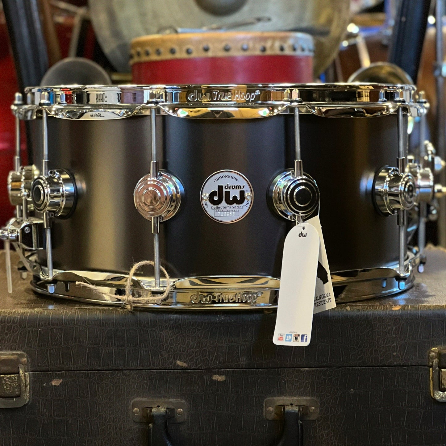 NEW DW 6.5x14 Collector's Satin Black over Brass Snare Drum with Chrome Hardware