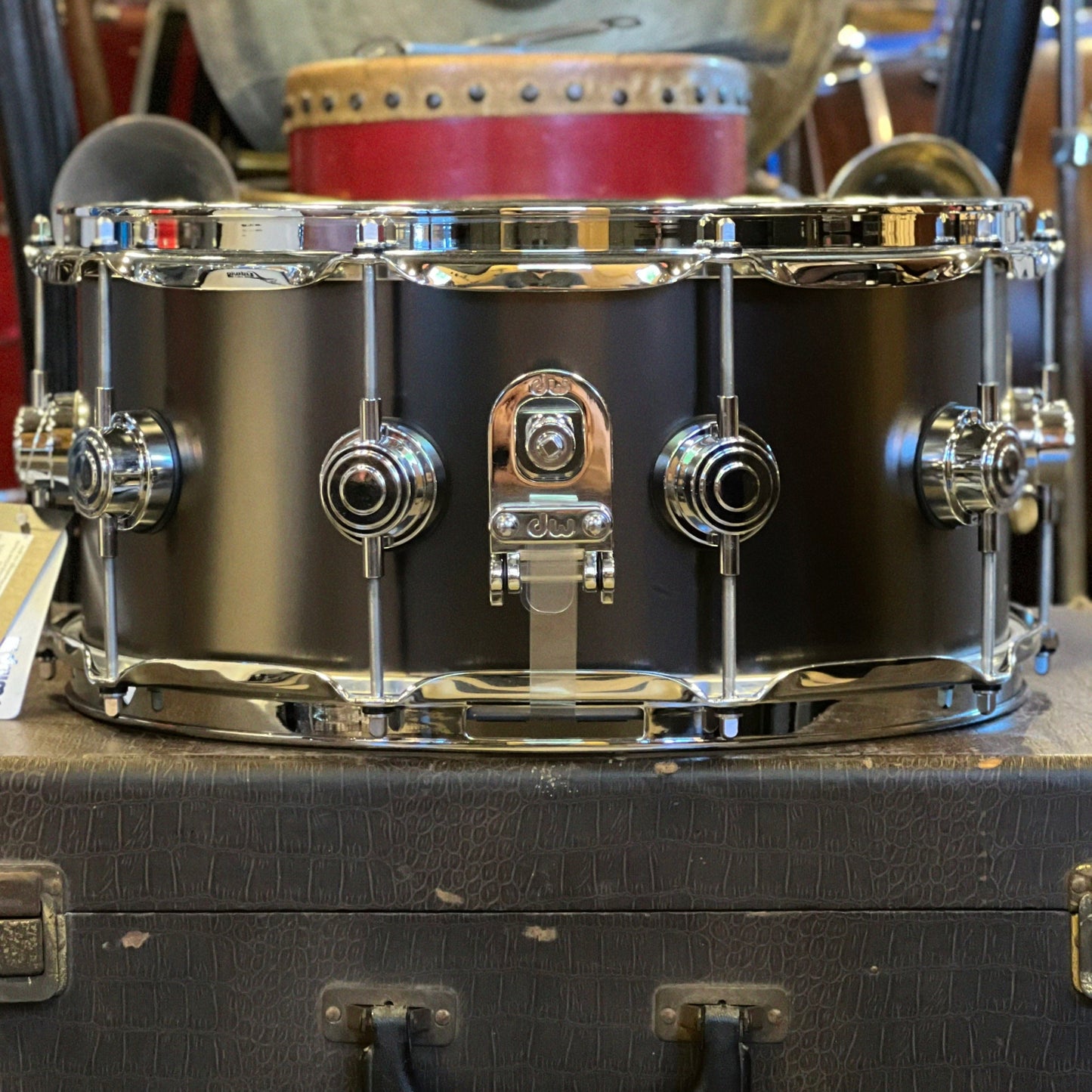 NEW DW 6.5x14 Collector's Satin Black over Brass Snare Drum with Chrome Hardware