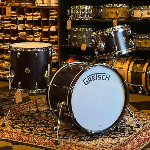 NEW Gretsch Broadkaster Drum Set in Satin Dark Walnut - 14x20, 8x12, 14x14