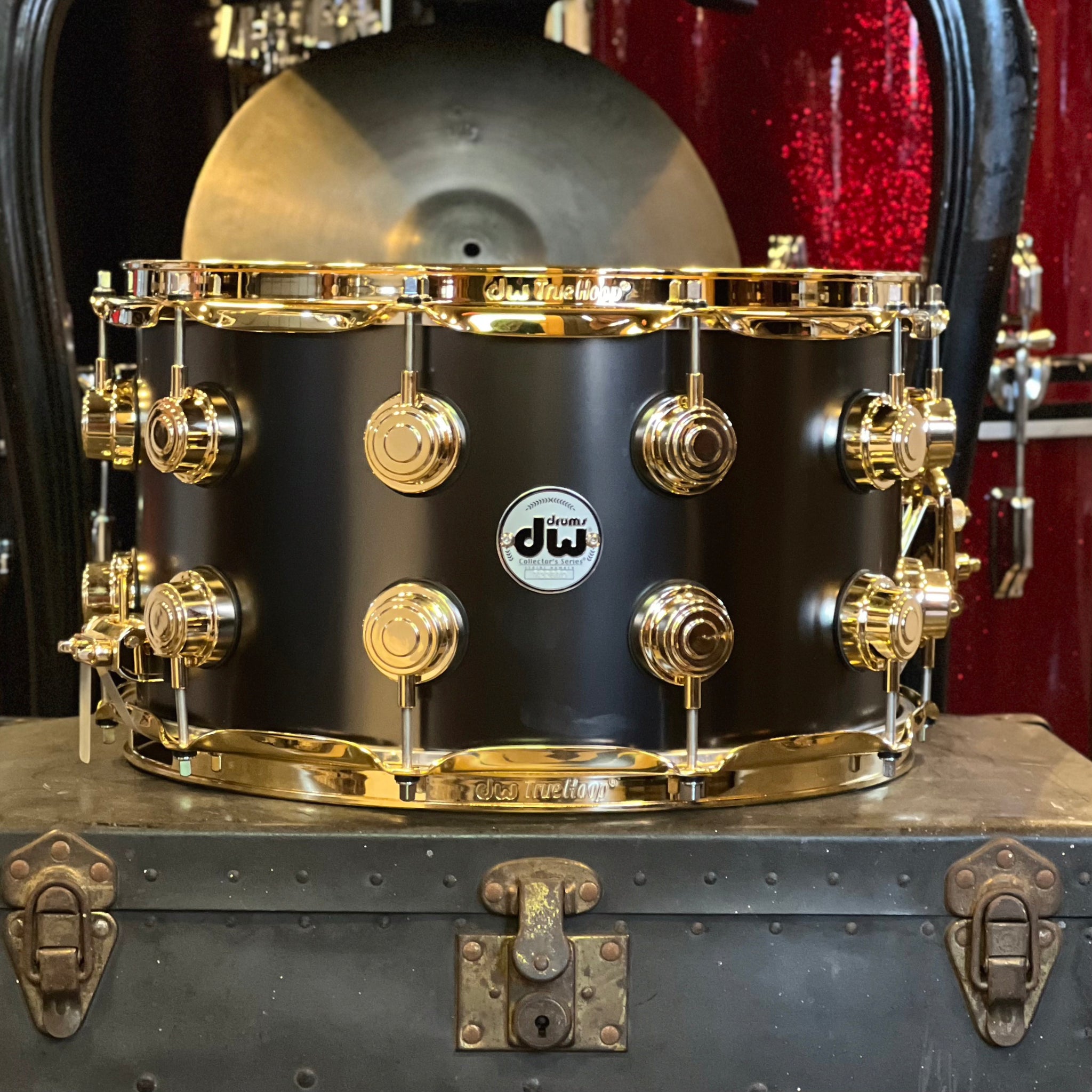 NEW DW Collector's 8x14 Satin Black over Brass w/ Gold Hardware