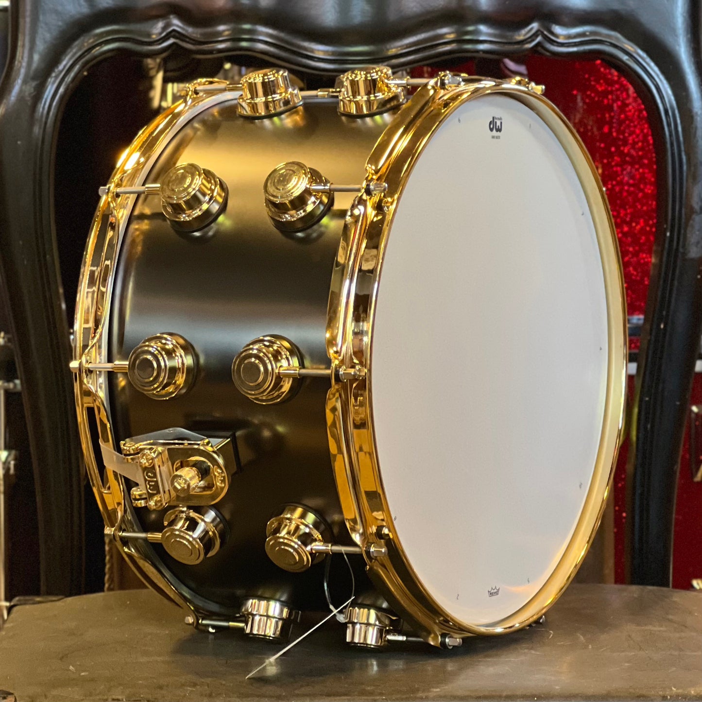 NEW DW Collector's 8x14 Satin Black over Brass w/ Gold Hardware