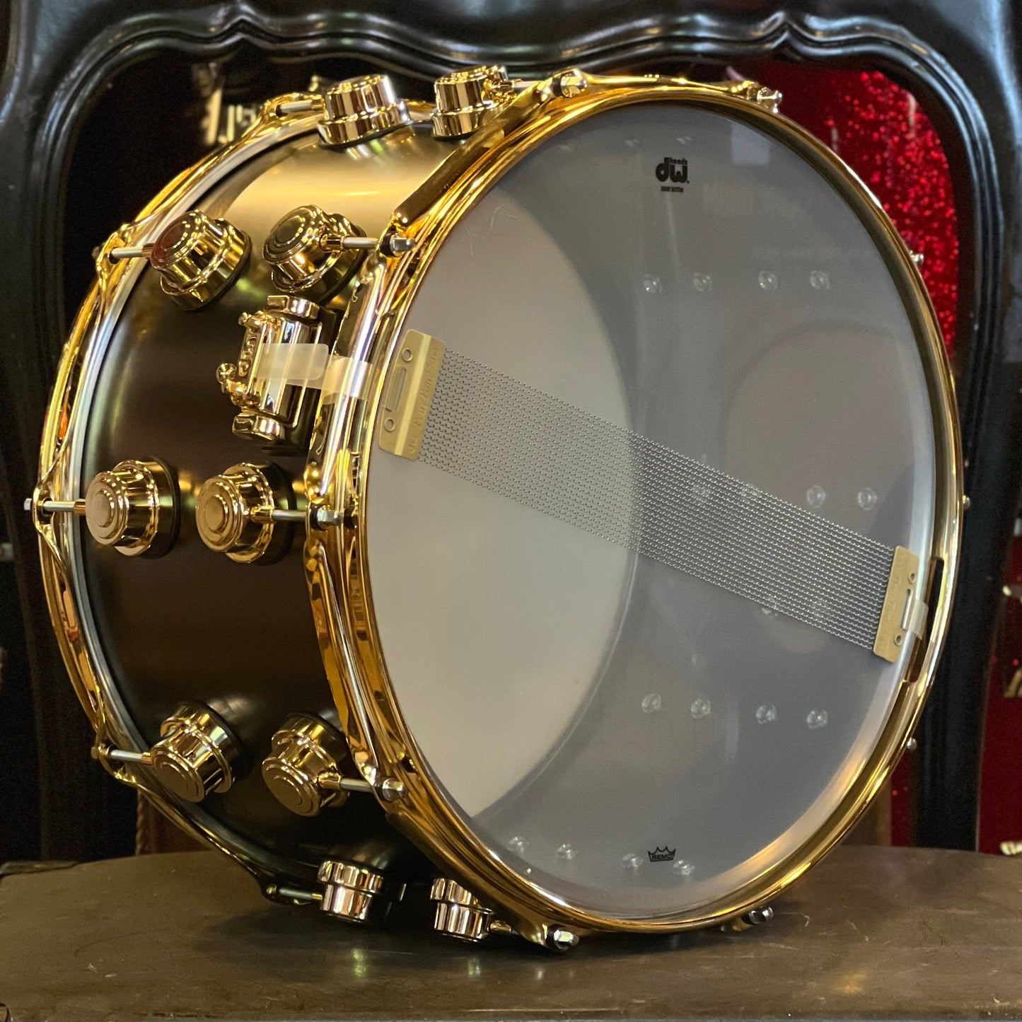 NEW DW Collector's 8x14 Satin Black over Brass w/ Gold Hardware