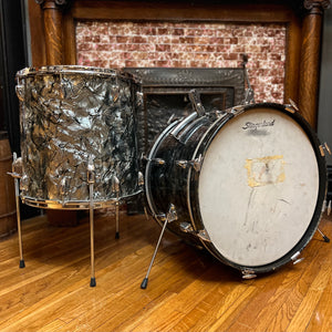 VINTAGE 1960s Slingerland 2-Piece Drum Set in Black Diamond Pearl - 14x20, 16x16