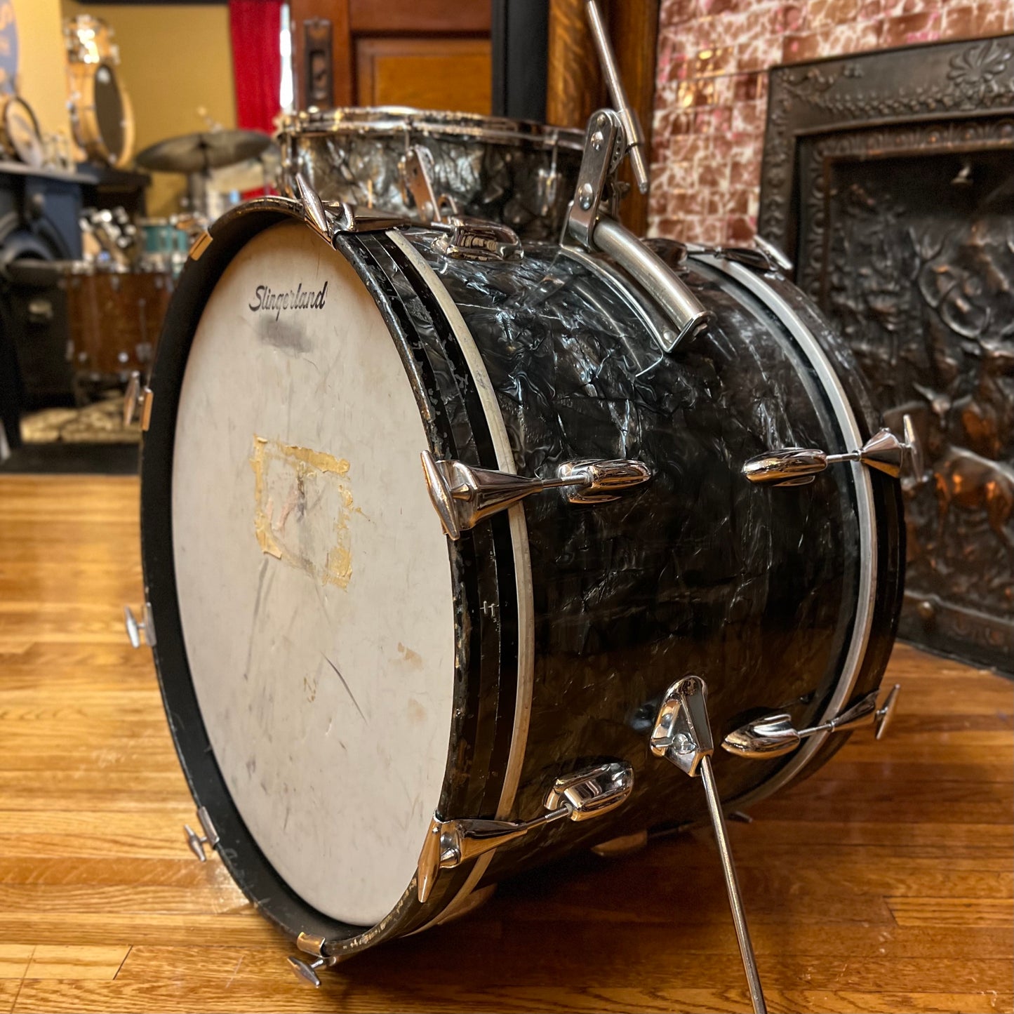 VINTAGE 1960s Slingerland 2-Piece Drum Set in Black Diamond Pearl - 14x20, 16x16