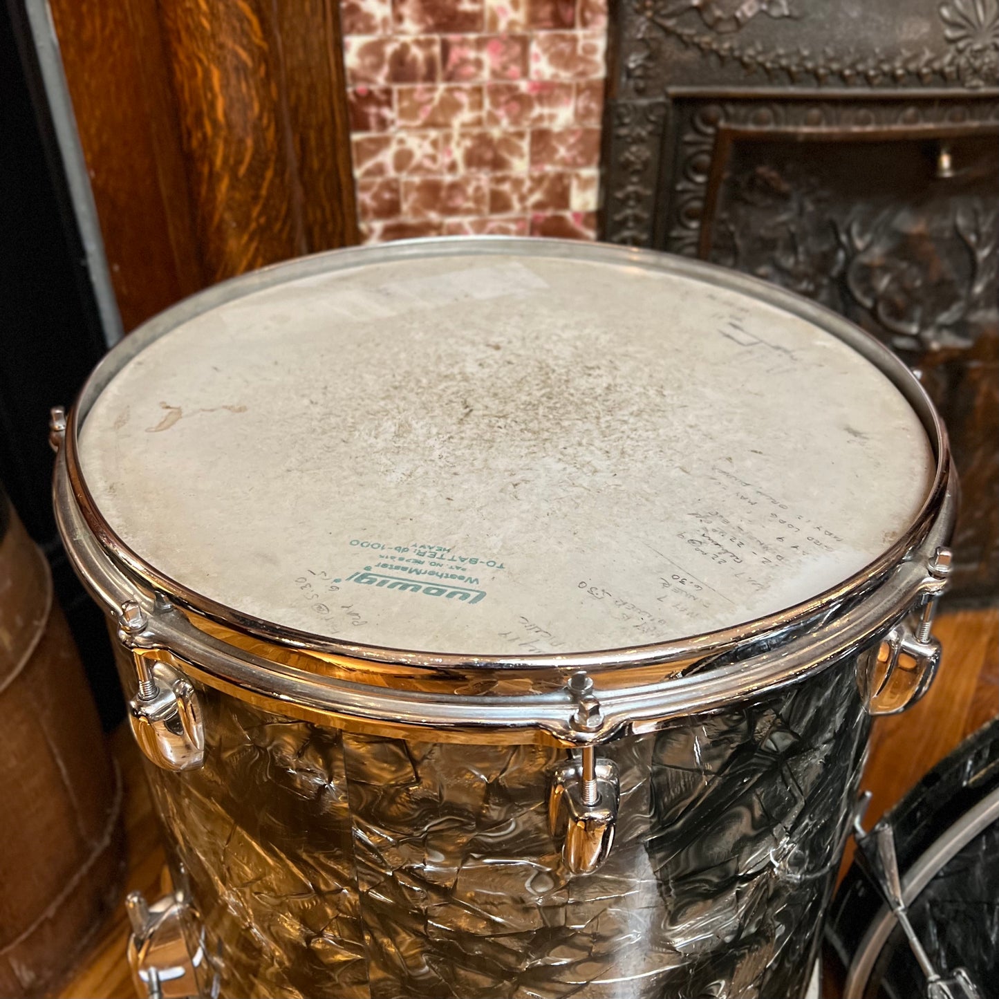 VINTAGE 1960s Slingerland 2-Piece Drum Set in Black Diamond Pearl - 14x20, 16x16