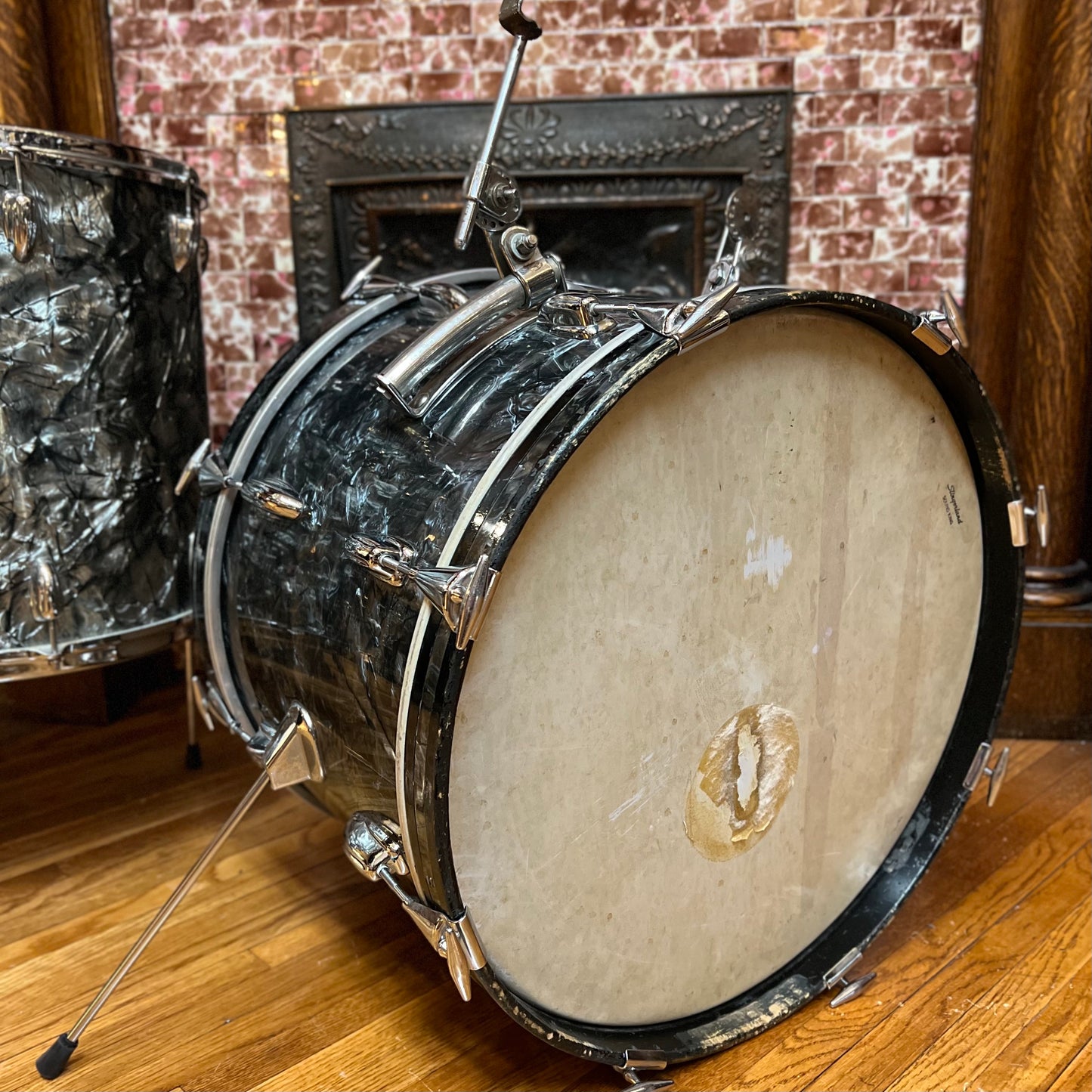 VINTAGE 1960s Slingerland 2-Piece Drum Set in Black Diamond Pearl - 14x20, 16x16