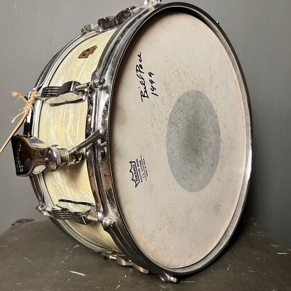 VINTAGE 1950's WFL 5.5x14 No. 900 Buddy Rich Super Classic Snare Drum in White Marine Pearl