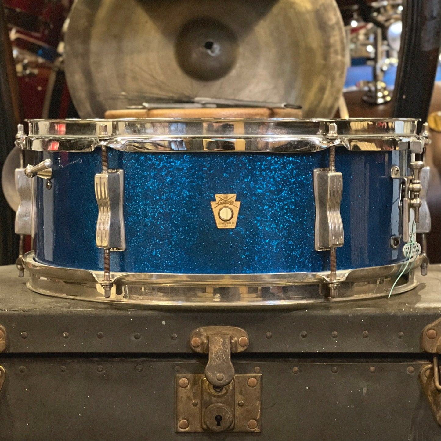 VINTAGE 1966 Ludwig 5x14 Pioneer Snare Drum in Blue Sparkle