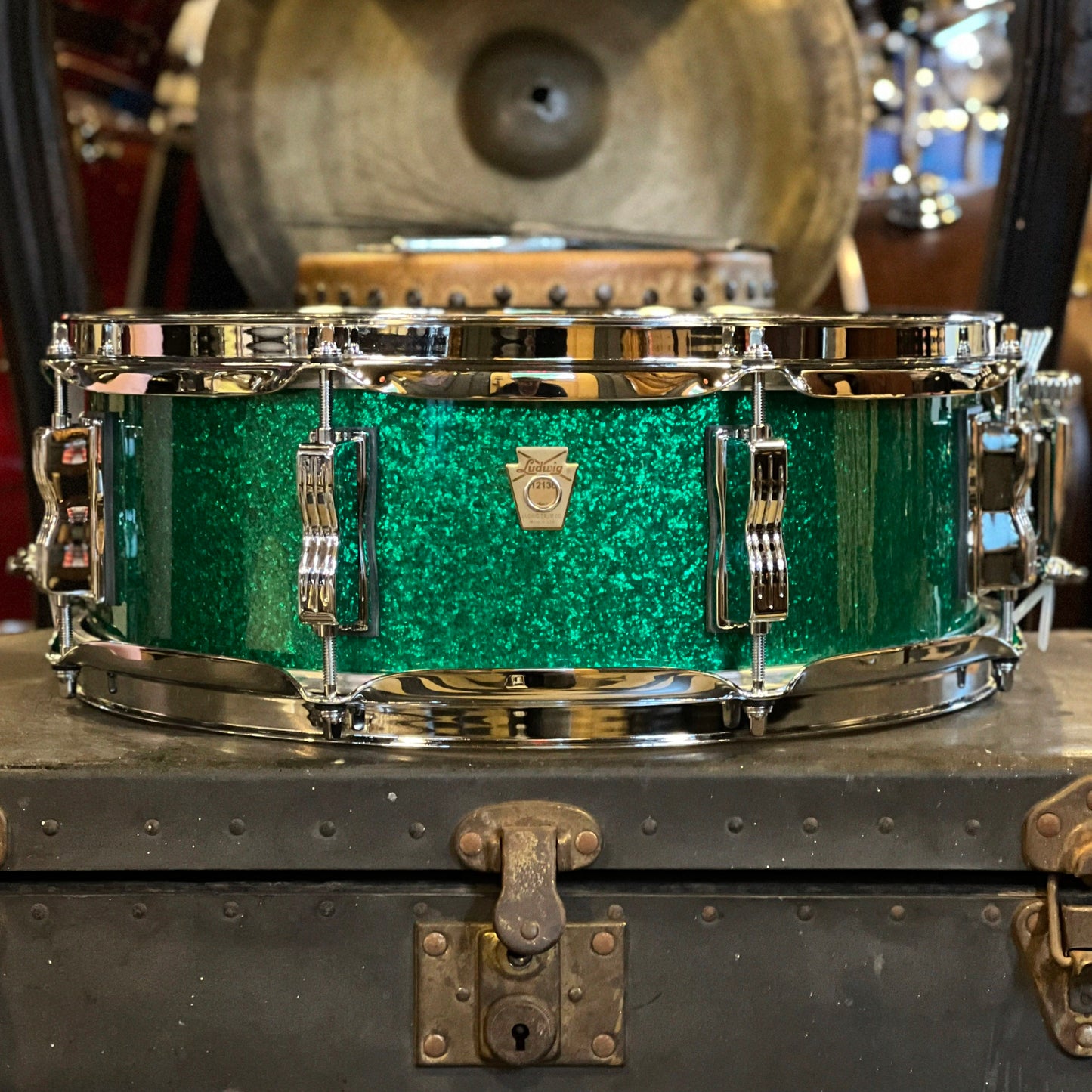 NEW Ludwig 5x14 Legacy Mahogany Snare Drum in Green Sparkle