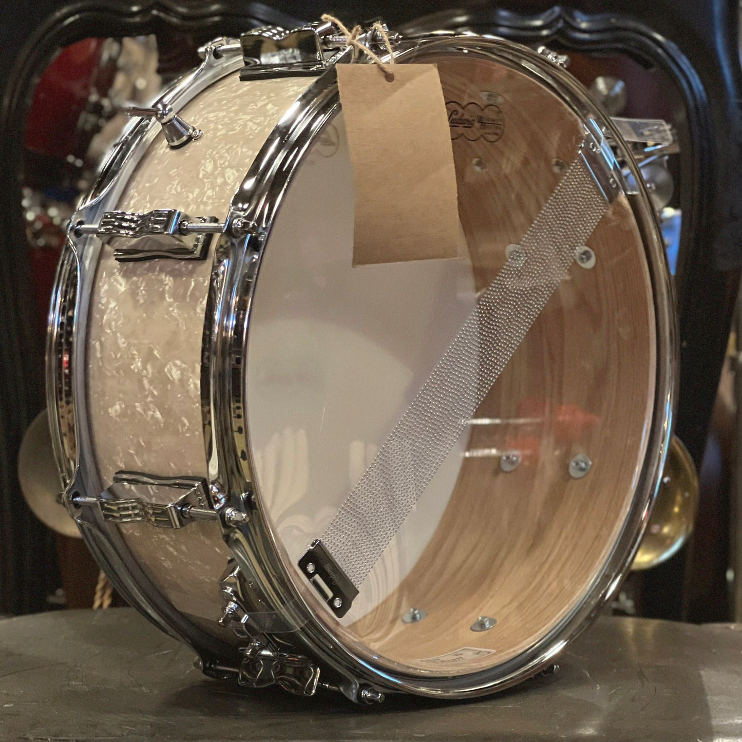 NEW Ludwig 5.5x14 "Retro Build" Classic Oak Snare Drum in Vintage White Marine