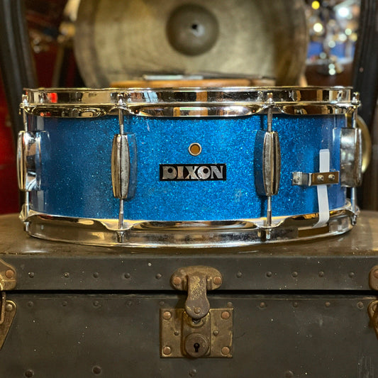 VINTAGE 1970's DIXON MIJ 5x14 Snare Drum in Blue Sparkle