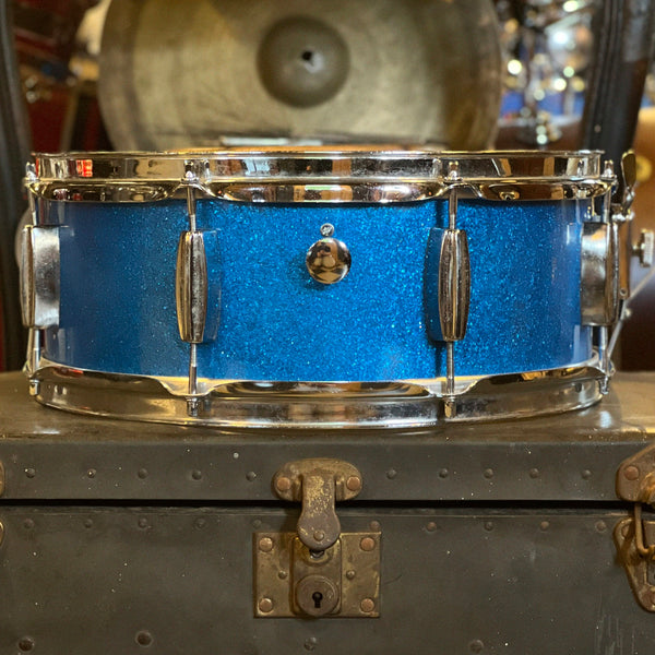 VINTAGE 1970's DIXON MIJ 5x14 Snare Drum in Blue Sparkle
