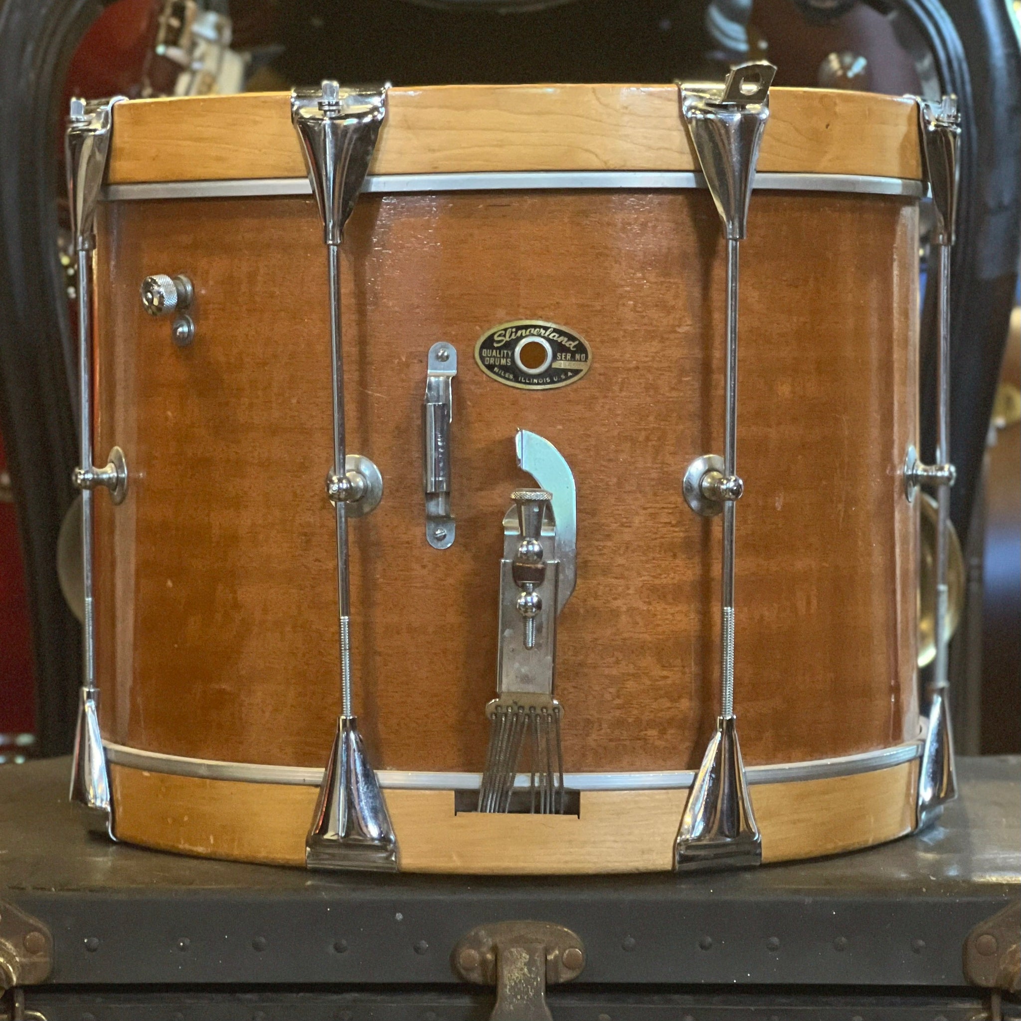 VINTAGE 1963 Slingerland 10x14 Marching Snare Drum in Mahogany Stain