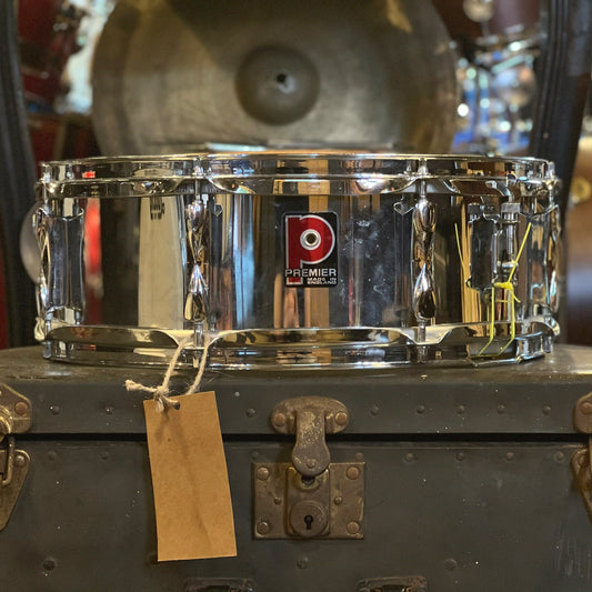 VINTAGE 1970's Premier 5x14 Chrome over Steel Snare Drum