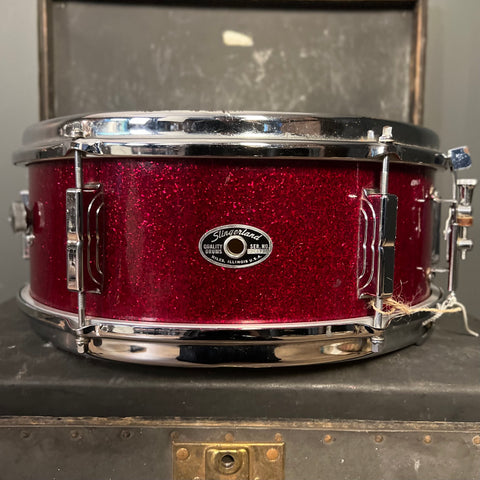 VINTAGE 1960s SlingerLeedy 5x14 Snare Drum in Red Sparkle