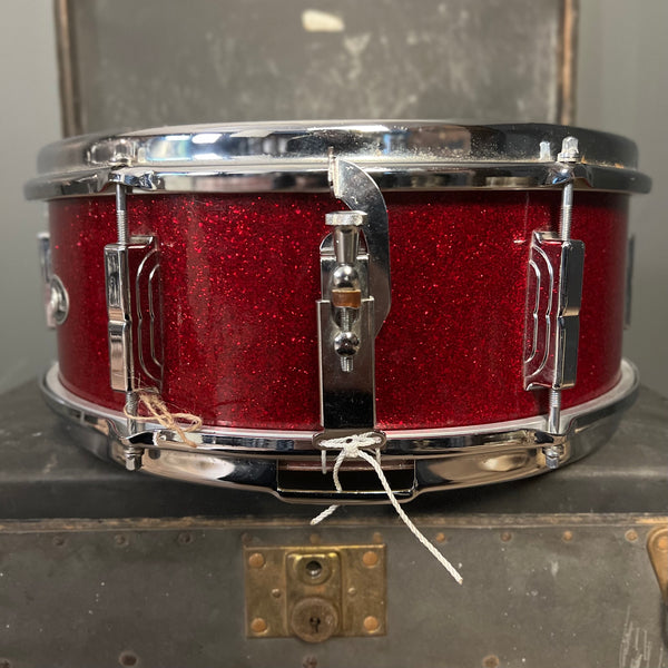 VINTAGE 1960s SlingerLeedy 5x14 Snare Drum in Red Sparkle