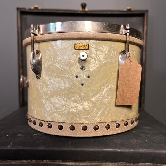 VINTAGE 1940's 8x12 WFL Zephyr Lug Tacked Tom in White Marine Pearl